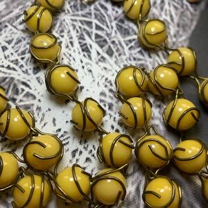 Vintage Unsigned Haskell Yellow Glass/Stone Necklace